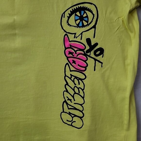 No Boundaries Mens 3X Large Tshirt Neon Yellow Oversized Airbrush Street Art Y2K - Picture 7 of 12